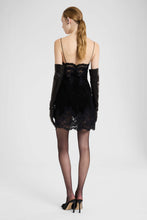 Load image into Gallery viewer, Short slip dress in astrakhan-effect fabric with Rebrodé embroidery
