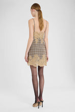 Load image into Gallery viewer, Short tartan virgin wool slip dress with Rebrodé lace
