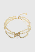 Load image into Gallery viewer, Pearl choker with sculptural bow and crystal
