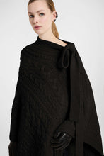 Load image into Gallery viewer, Pure cashmere cable-knit poncho in Black
