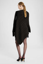 Load image into Gallery viewer, Pure cashmere cable-knit poncho in Black

