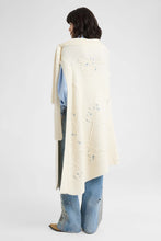 Load image into Gallery viewer, Long pure cashmere poncho with hand-embroidered couture motif
