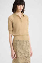 Load image into Gallery viewer, Cotton and lurex polo with embroidered tulle collar
