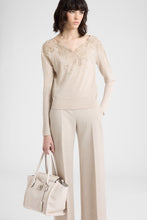 Load image into Gallery viewer, Oversized Pure Cashmere Sweater with Couture Lace Neckline
