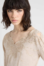Load image into Gallery viewer, Pure Merino Wool V-Neck Sweater with Lace Detail
