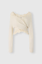 Load image into Gallery viewer, Pure Cashmere Wrap Cardigan with Couture Lace Details
