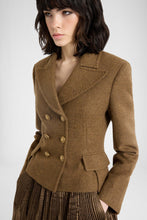 Load image into Gallery viewer, Green loden double-breasted tailored jacket
