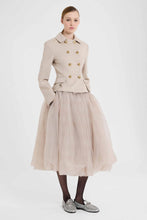 Load image into Gallery viewer, Tailored double-breasted fitted jacket with heraldic buttons
