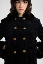 Load image into Gallery viewer, Double-breasted jacket in Astrakhan-effect fabric with mink-effect details
