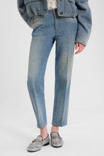 Load image into Gallery viewer, Tailored cigarette jeans with tweed-effect finish
