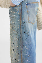 Load image into Gallery viewer, Couture baggy jeans with embroidery and crystals
