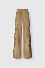 Load image into Gallery viewer, Baggy Trousers in Viscose Marocain with Floral Embroidery
