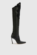 Load image into Gallery viewer, High Leather Boots with Couture Lace Detail
