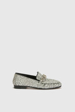 Load image into Gallery viewer, Silver Glitter Fabric Loafer with Chain Detail
