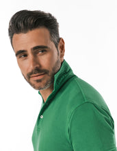 Load image into Gallery viewer, SUPIMA GARMENT DYED PIQUE POLO GREEN COLLAR
