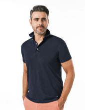 Load image into Gallery viewer, SUPIMA GARMENT DYED PIQUE POLO NAVY
