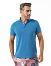 Load image into Gallery viewer, SUPIMA GARMENT DYED PIQUE POLO OCEAN BLUE
