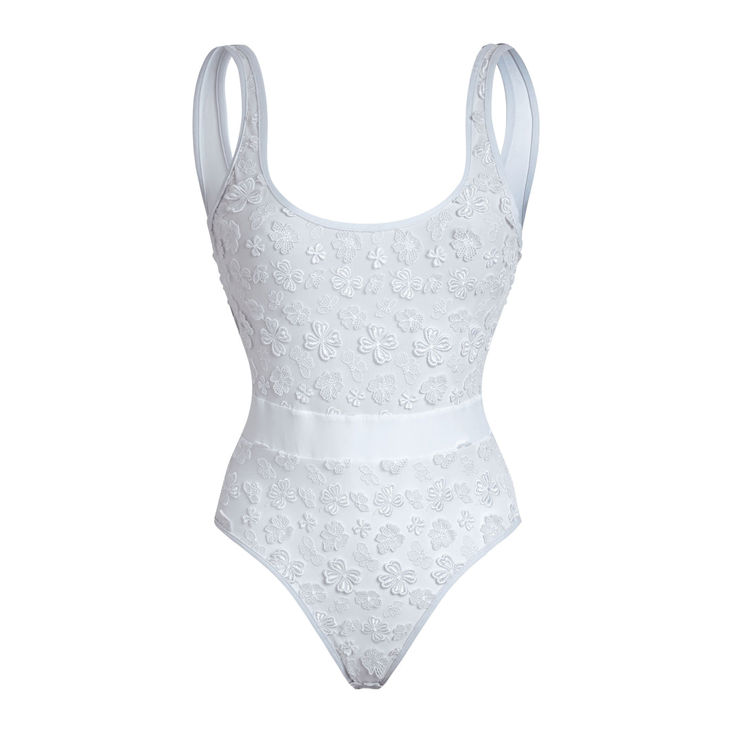 One-piece swimsuit Embroidered Flowers