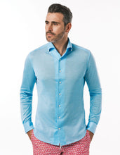 Load image into Gallery viewer, HANDMADE PIQUE KNIT ONE PIECE BUTTON DOWN COLLAR BLUE
