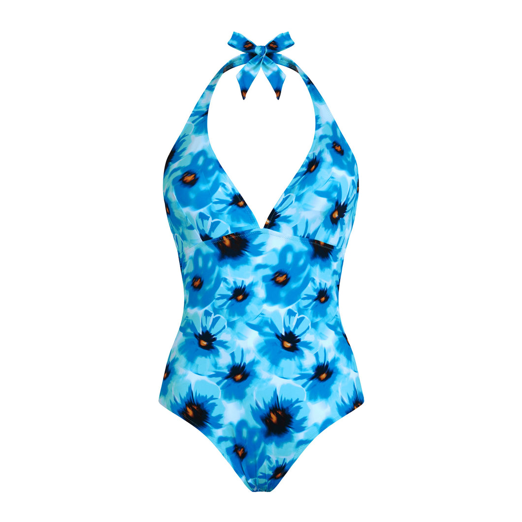 Halter One-piece swimsuit Poppies