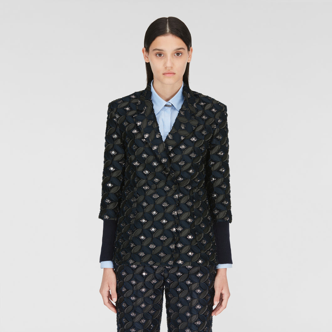 Double-breasted tweed blazer