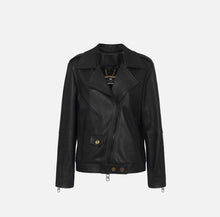 Load image into Gallery viewer, Oversized biker jacket in used-effect leather
