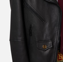 Load image into Gallery viewer, Oversized biker jacket in used-effect leather
