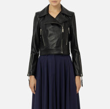 Load image into Gallery viewer, Leather biker jacket with zip
