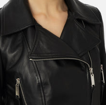 Load image into Gallery viewer, Leather biker jacket with zip
