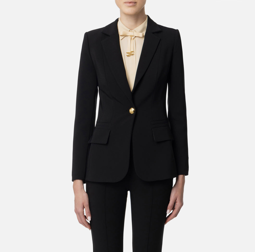 Slim-fit jacket in stretch crêpe