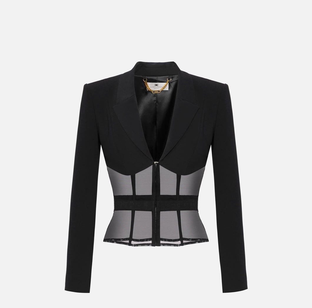 Jacket in crêpe and tulle fabrics