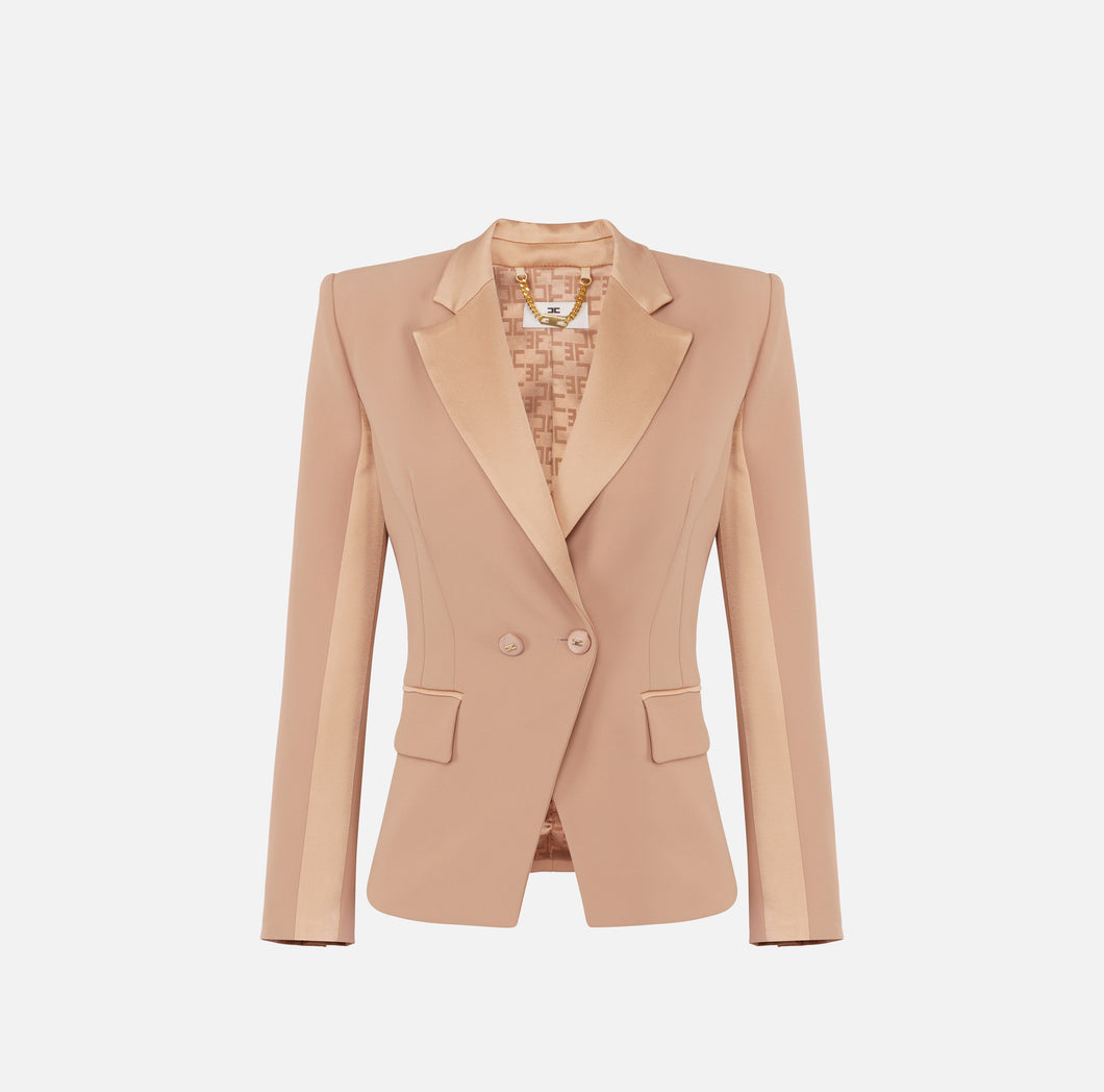 Crêpe jacket with satin lapels