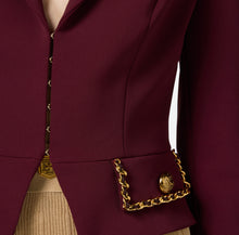 Load image into Gallery viewer, Cropped stretch crêpe jacket with chain
