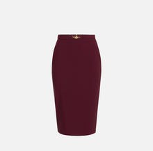 Load image into Gallery viewer, Midi skirt in stretch crêpe fabric with horsebit
