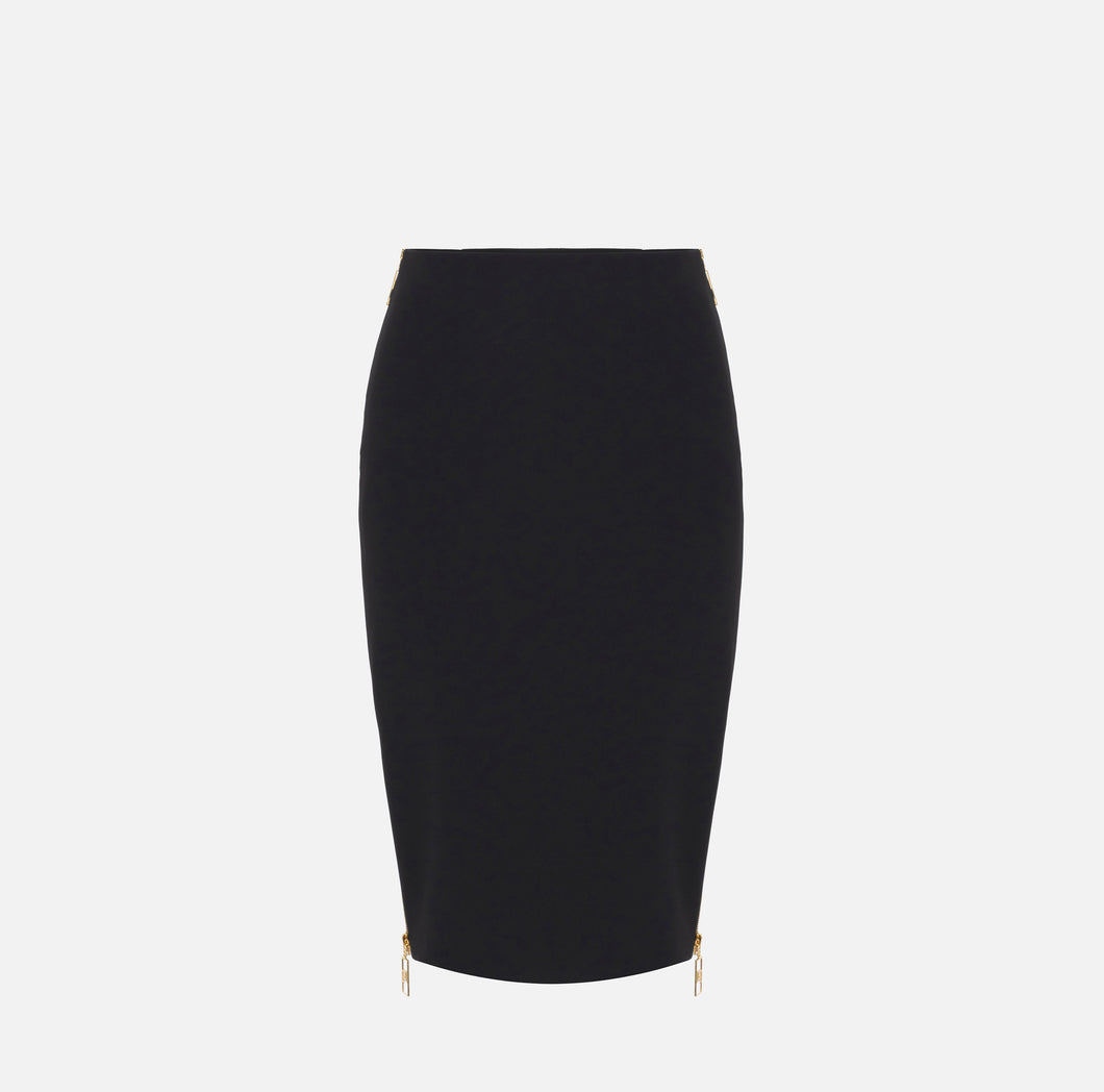 Midi skirt in crêpe fabric with zip