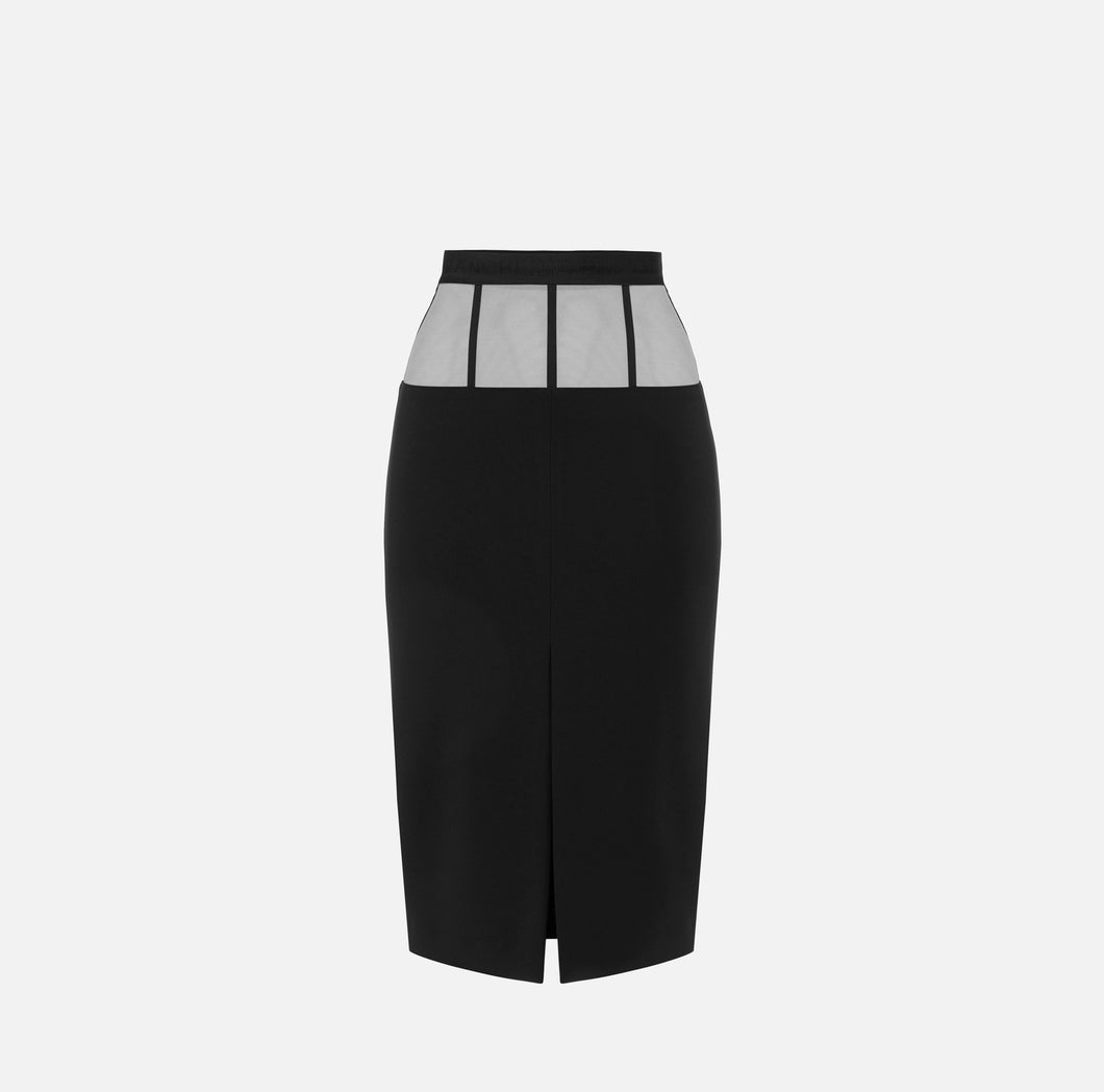 Crêpe skirt with tulle peplum
