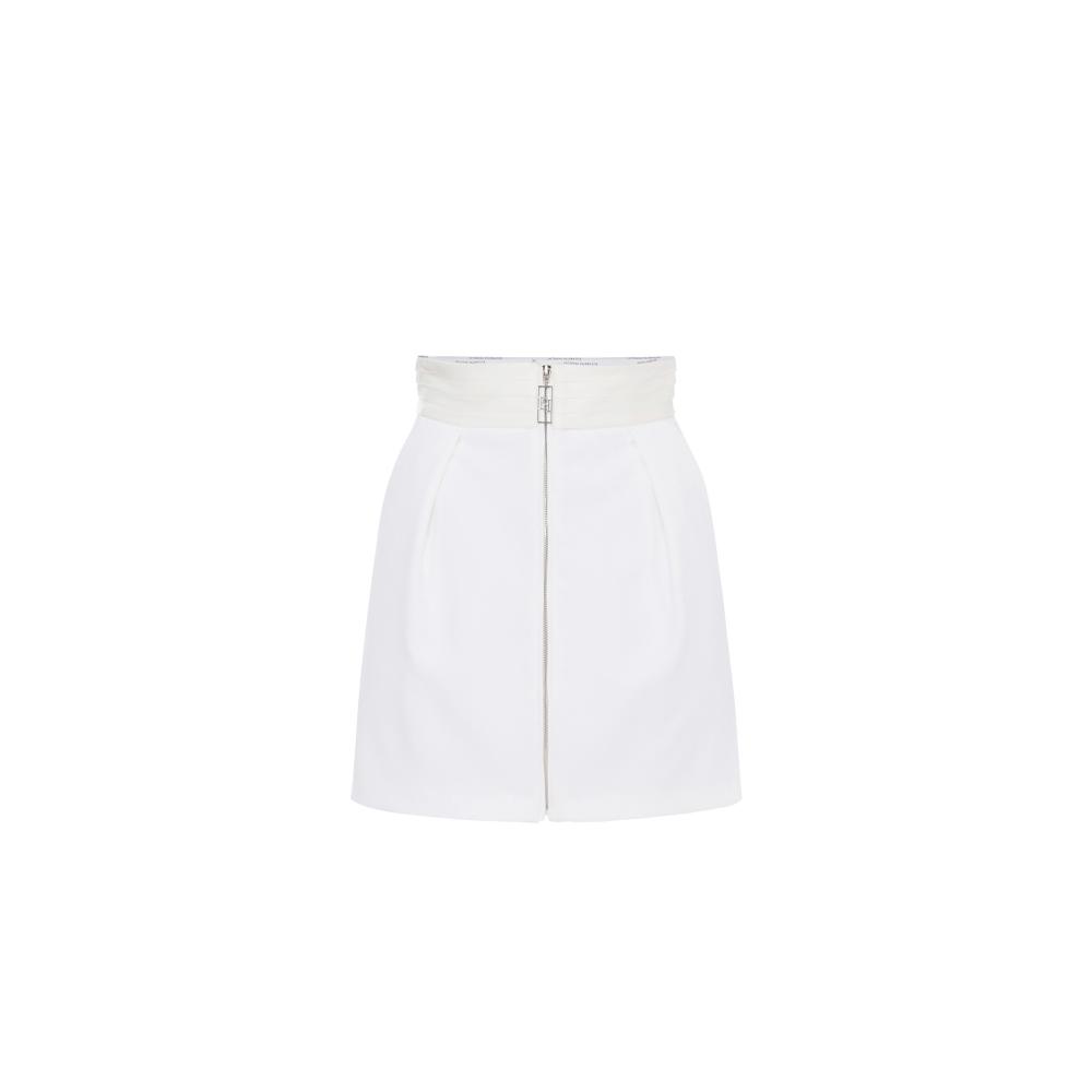 Skirt in double-layer crêpe fabric with tuxedo details
