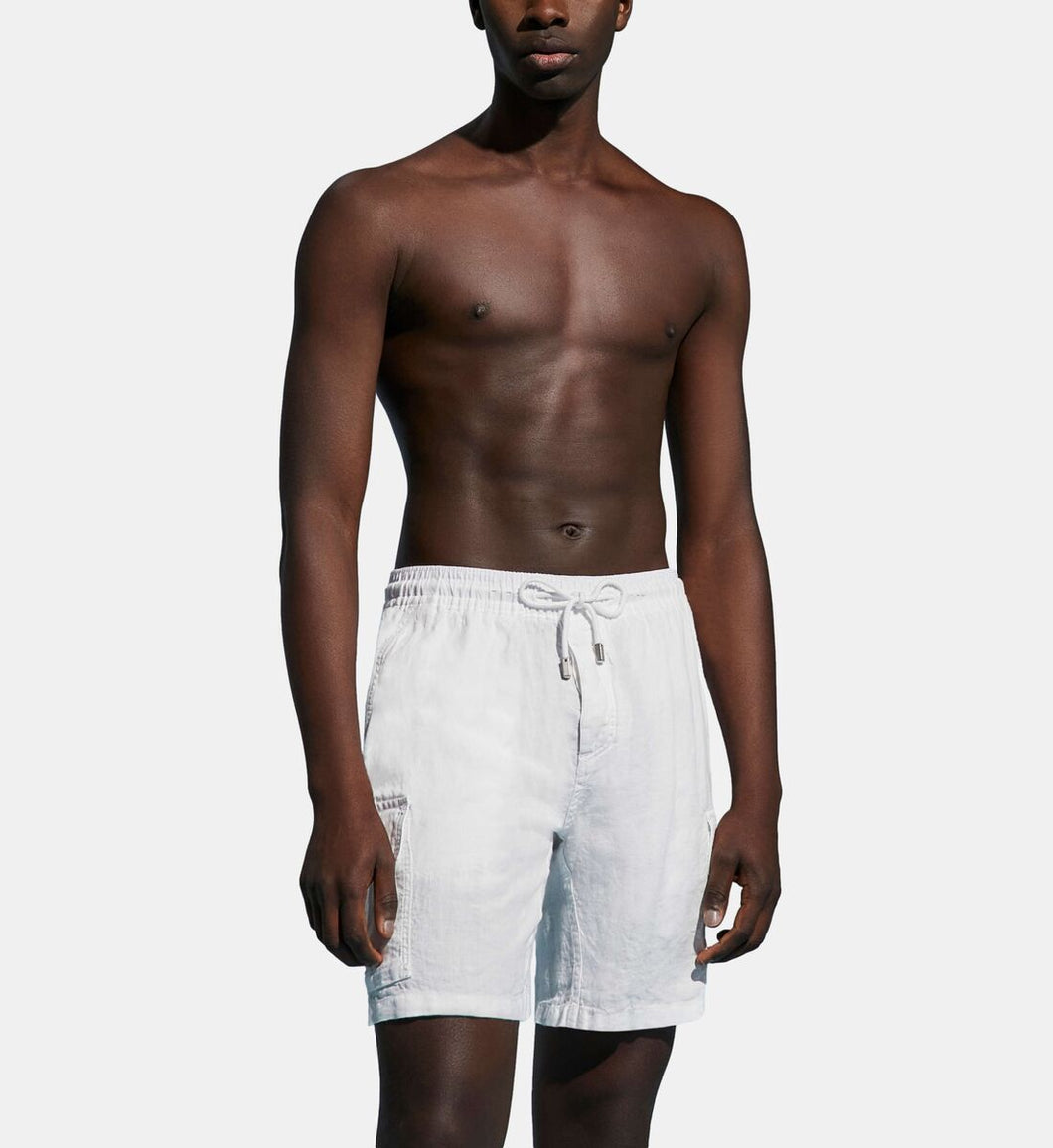 Linen Bermuda Shorts Cargo Pockets