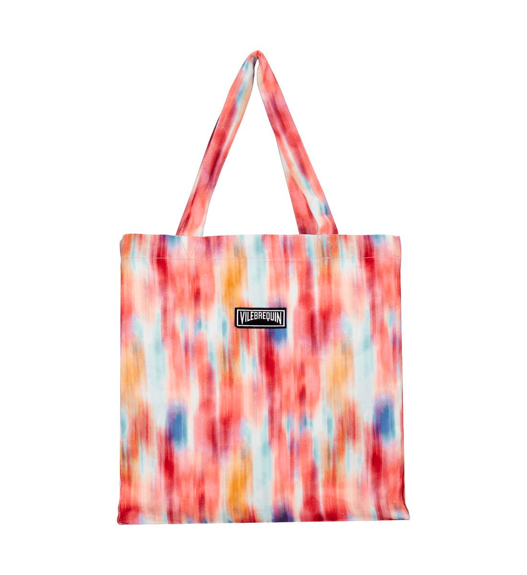 Linen Beach Bag Ikat Flowers