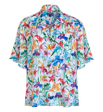 Load image into Gallery viewer, Women Viscose Bowling Shirt Happy Flowers
