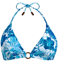 Load image into Gallery viewer, Women Halter Bikini Top Tahiti Flowers
