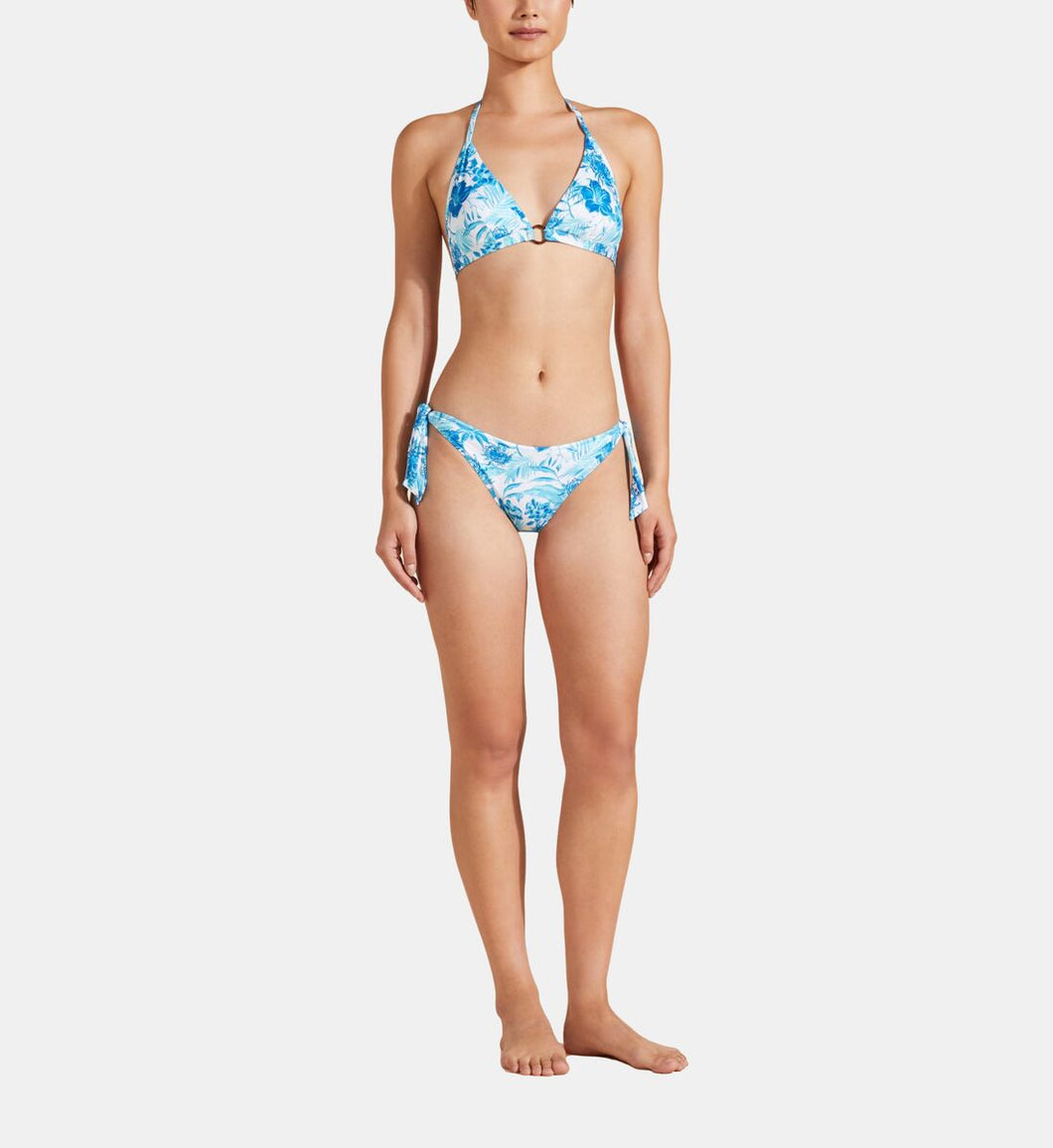 Women Side Tie Bikini Bottom Tahiti Flowers