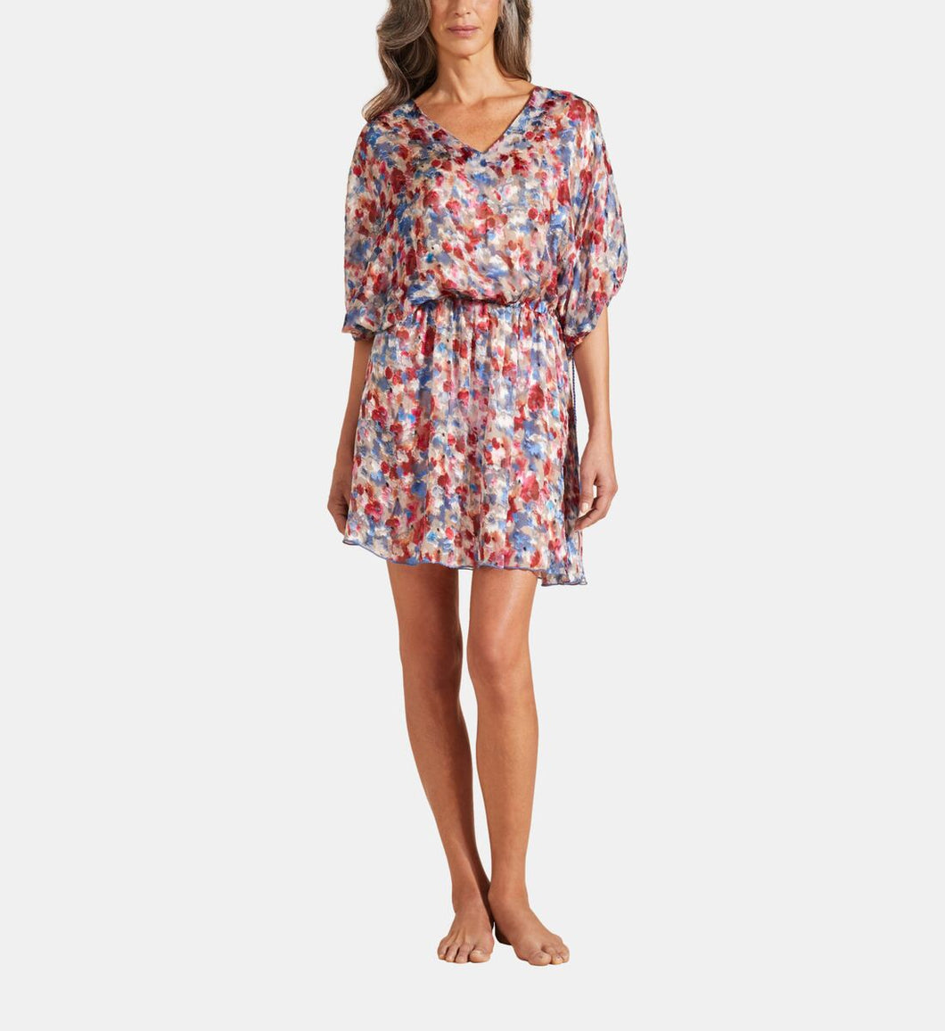 Women Viscose Fluid Cover-up Flowers in the Sky