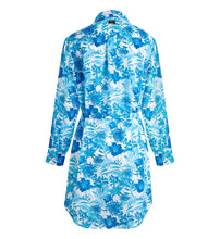 Load image into Gallery viewer, Women Cotton Voile Shirt Dress Tahiti Flowers
