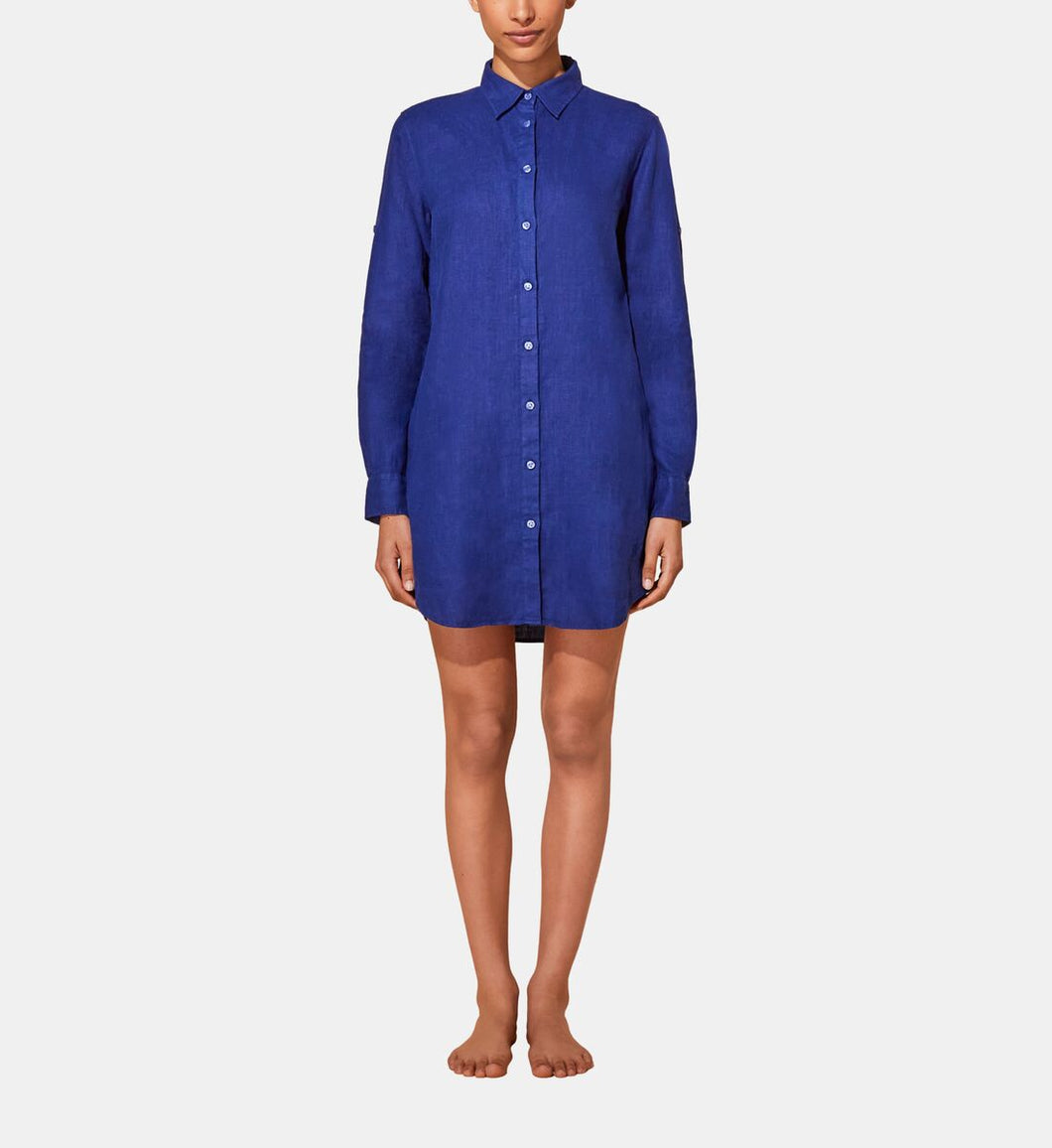 Linen Shirt Dress Solid