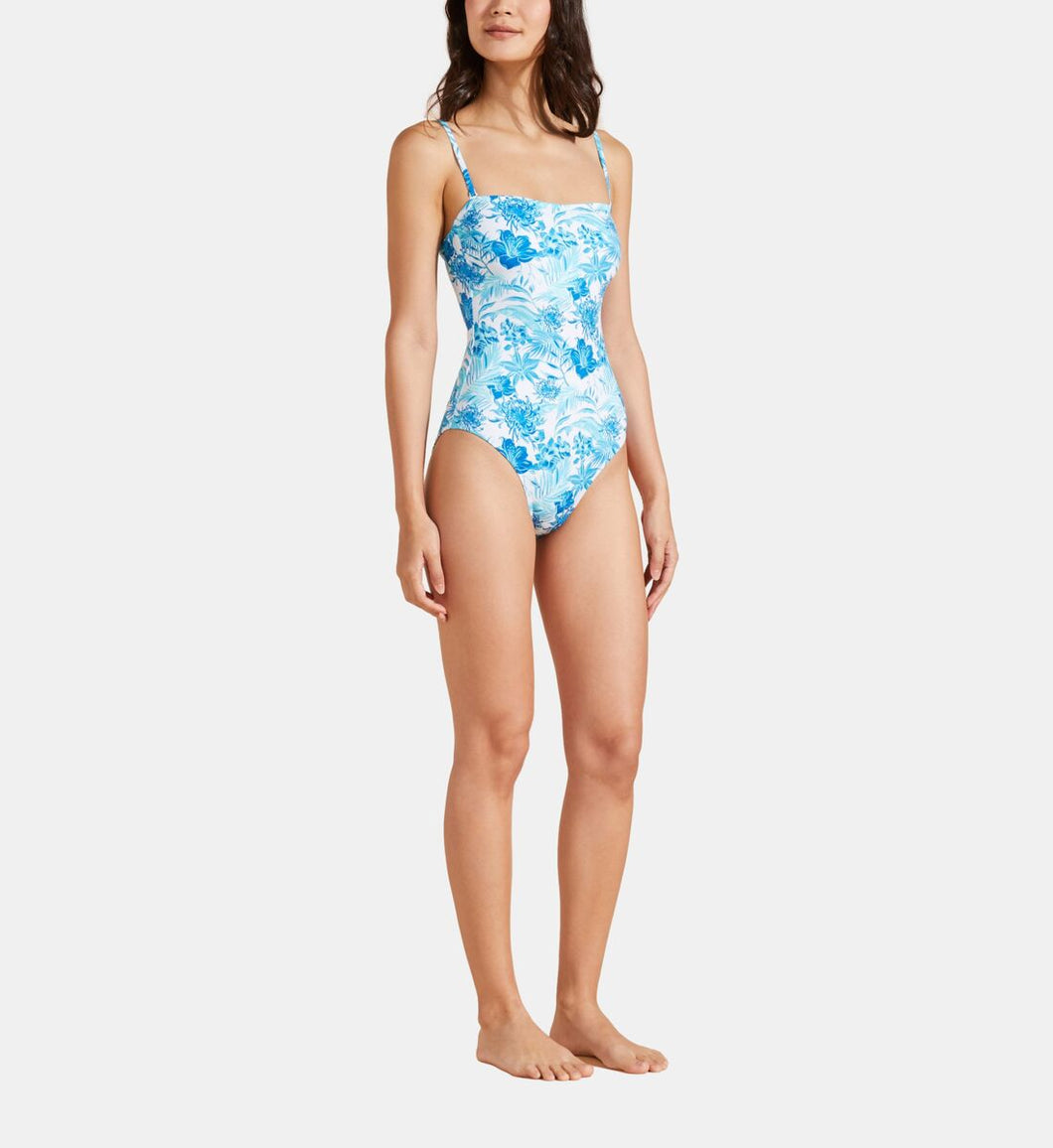 Women Bustier One-piece Swimsuit Tahiti Flowers