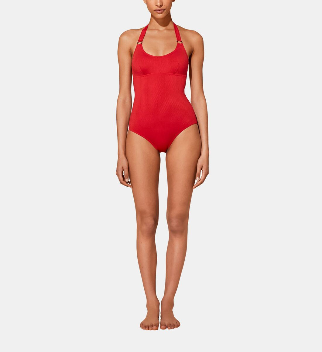 Embroidered One-piece Swimsuit Plumetis