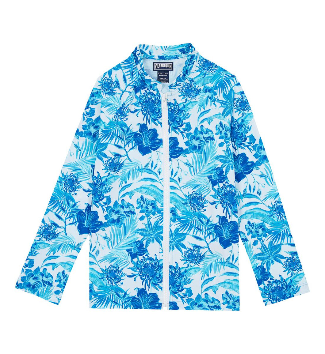 Kids Zipper Long Sleeves Rashguard Tahiti Flowers