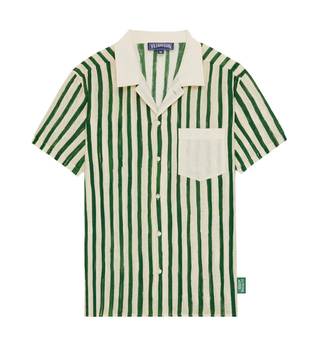 Linen Bowling Shirt HS Stripes - Vilebrequin x Highsnobiety
