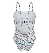 Load image into Gallery viewer, Women Crossed Back Straps One-piece Swimsuit Rainbow Birds
